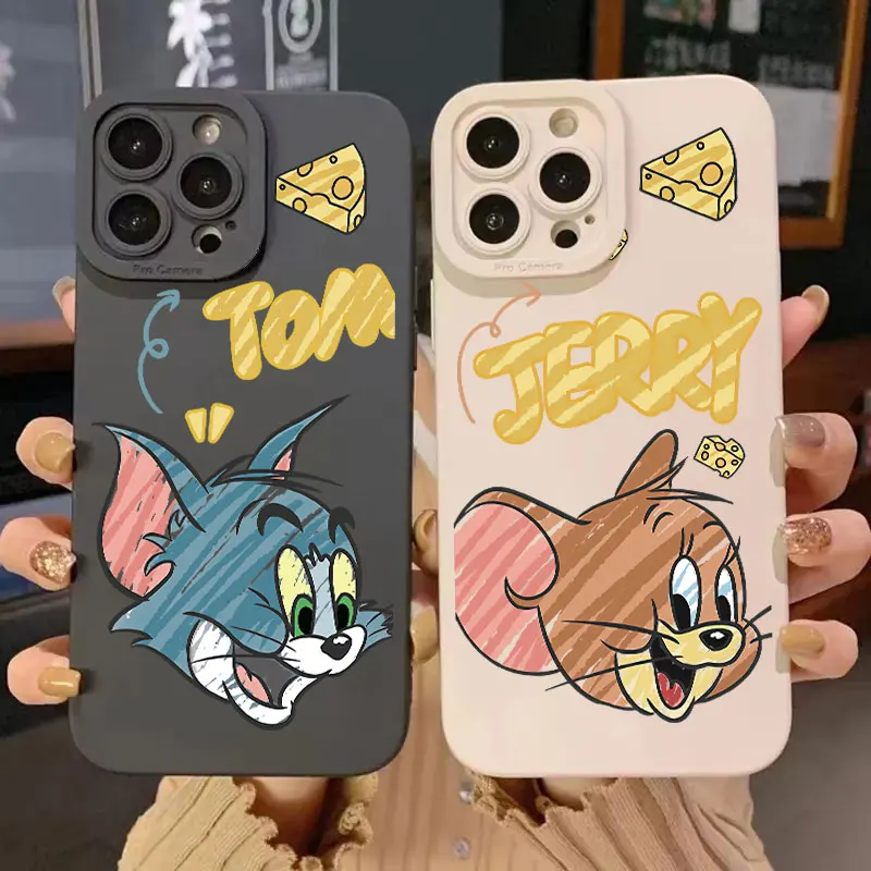 Funda de teléfono con Graffiti Tom y Jerry, carcasa de silicona a prueba de golpes para iPhone 16, 15, 14, 13, 12, 11 Pro Max, MINI, X, XS, XR, 7, 8 Plus, SE2020, nueva