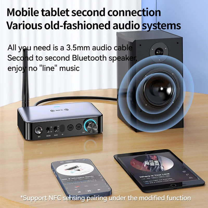 Transmisor receptor de Audio Bluetooth M16 Pro NFC AUX 2RCA u-disk TF 6,5 micrófono Coaxial óptico DSP decodificación adaptador inalámbrico HIFI - imagen 5
