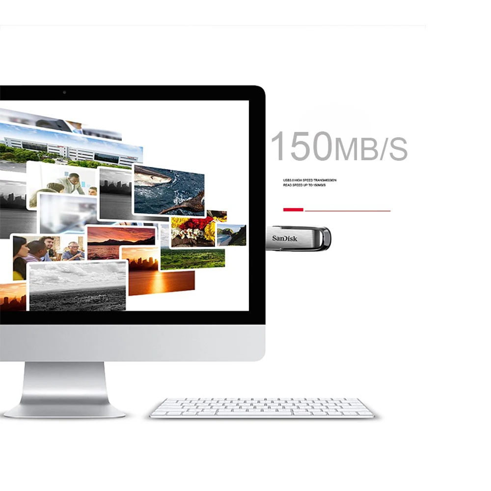 SanDisk USB3.0 de alta velocidad 150 MB/S Pendrive 512GB 256GB 128GB 64GB 32GB 16GB dispositivo de almacenamiento de unidad Flash de Metal para tableta de trabajo de PC - imagen 4