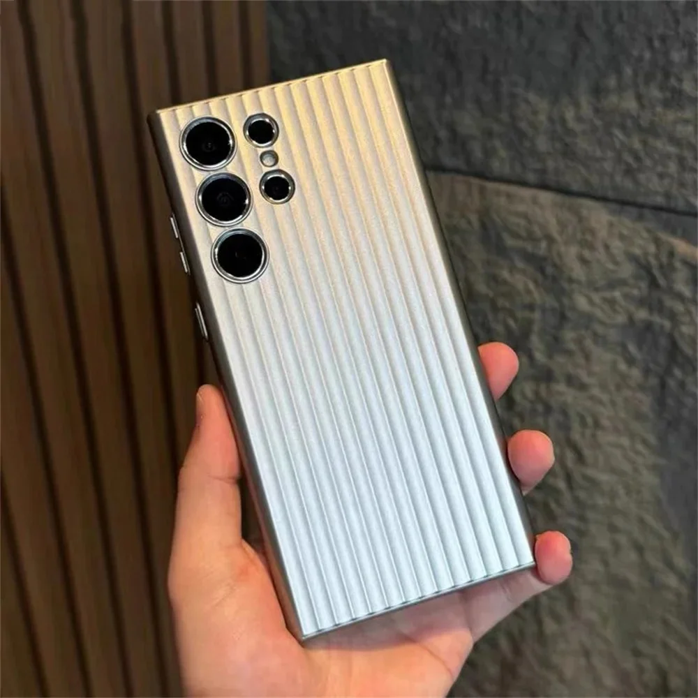 Funda de teléfono dura mate AG a rayas de lujo para Samsung Galaxy S24 S23 Plus, protección de cámara Ultra oficial, funda de armadura de plástico - imagen 2