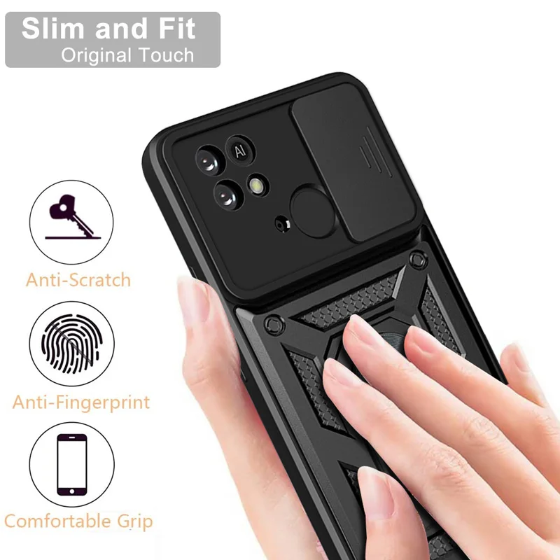 Funda a prueba de golpes para Redmi 10C 10A, soporte de coche, cubierta de teléfono para Redmi 9A 9C, NFC, protección de lente de cámara - imagen 5