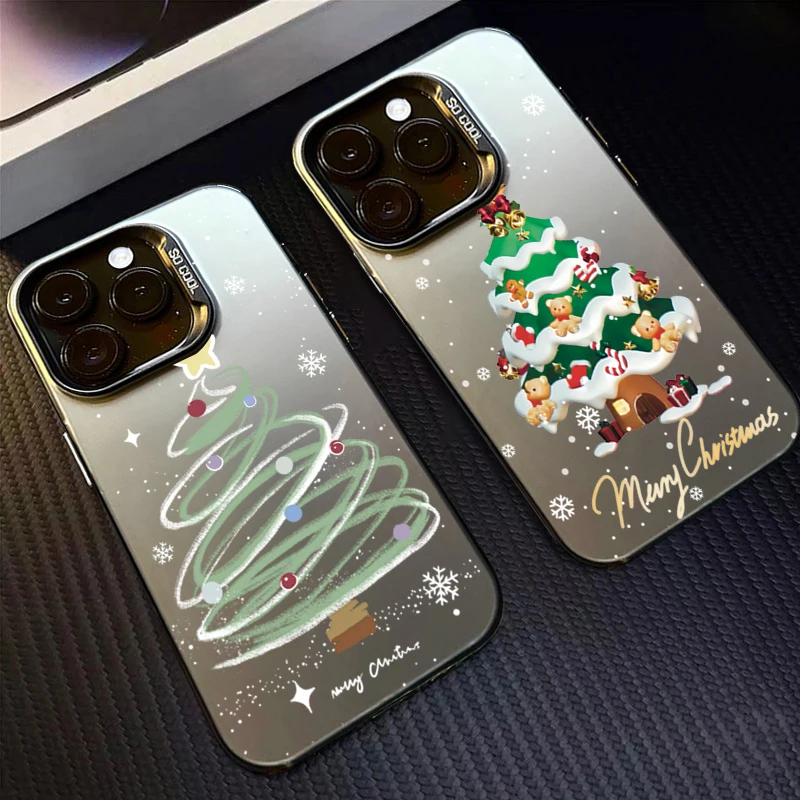Funda mate con estampado de árbol de Navidad para iPhone 15 16 Pro Max 14 Plus 13 12 11 Pro Max 7 8 Plus XR X XS SE2, funda de teléfono a prueba de golpes - imagen 3