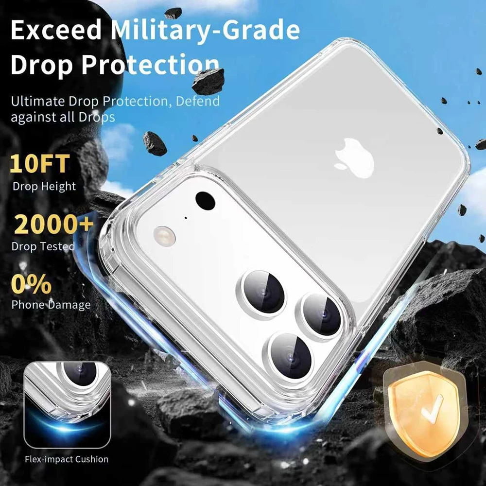 Funda rígida transparente a prueba de golpes para iPhone Air 17 16 16E 15 14 13 12 11 Pro Max Plus Mini carcasa suave de silicona híbrida transparente y delgada - imagen 3