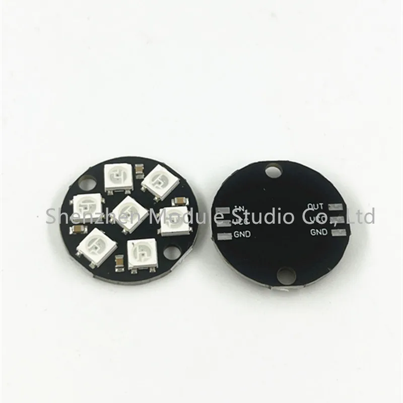 1 Uds. LED RGB WS2812 5050 de 7 bits con controlador a todo color incorporado Placa de desarrollo Circular de luz de Color