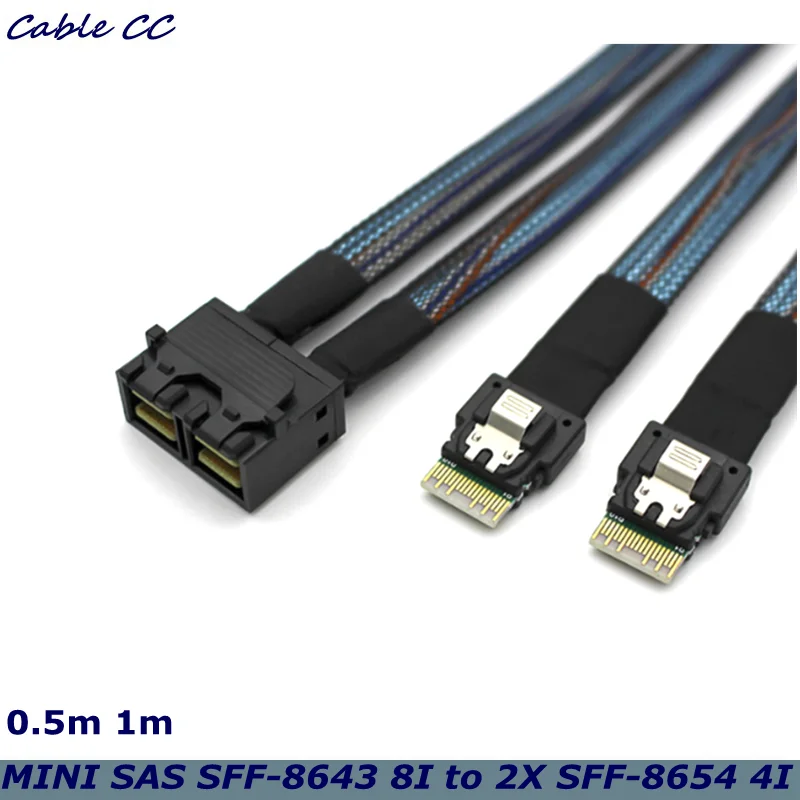 MINI SAS HD SFF-8643 8I, convertidor 2X Slimline SAS SFF-8654 4I, cable de conexión de servidor