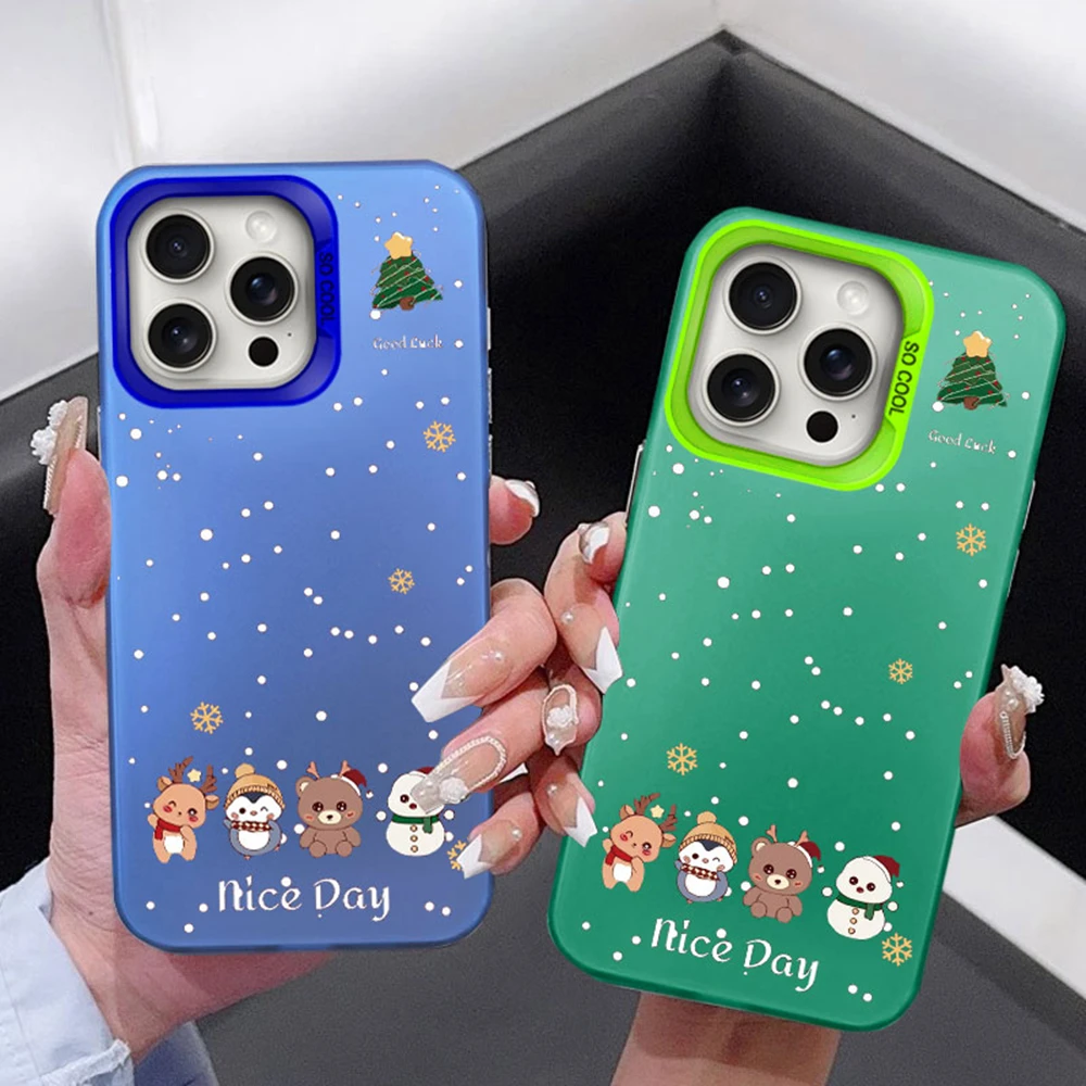 Funda de teléfono de regalo de copo de nieve Simple Rudolph de ciervo de Navidad para iPhone 16 15 14 13 12 11 Pro Max Plus 7 X XR cubierta mate a prueba de golpes - imagen 2