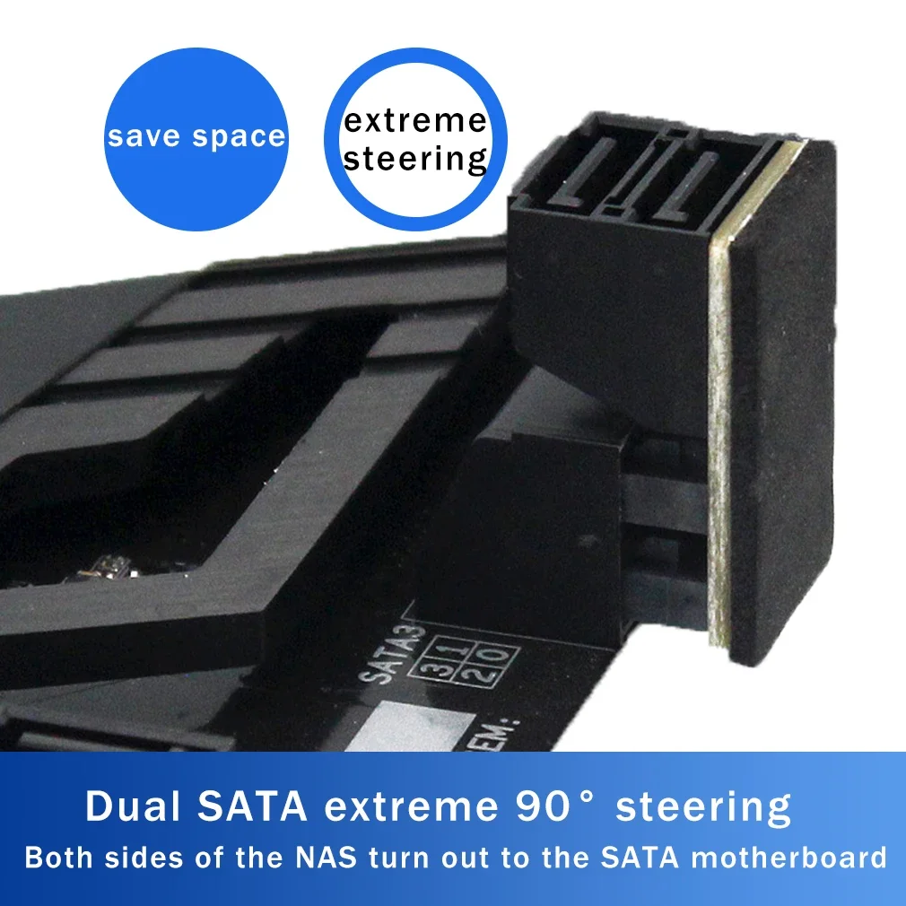 Adaptador doble SATA de 7 pines hembra a doble macho de 7 pines en ángulo, placa base, adaptador SATA para escritorios, SSD HDD - imagen 5