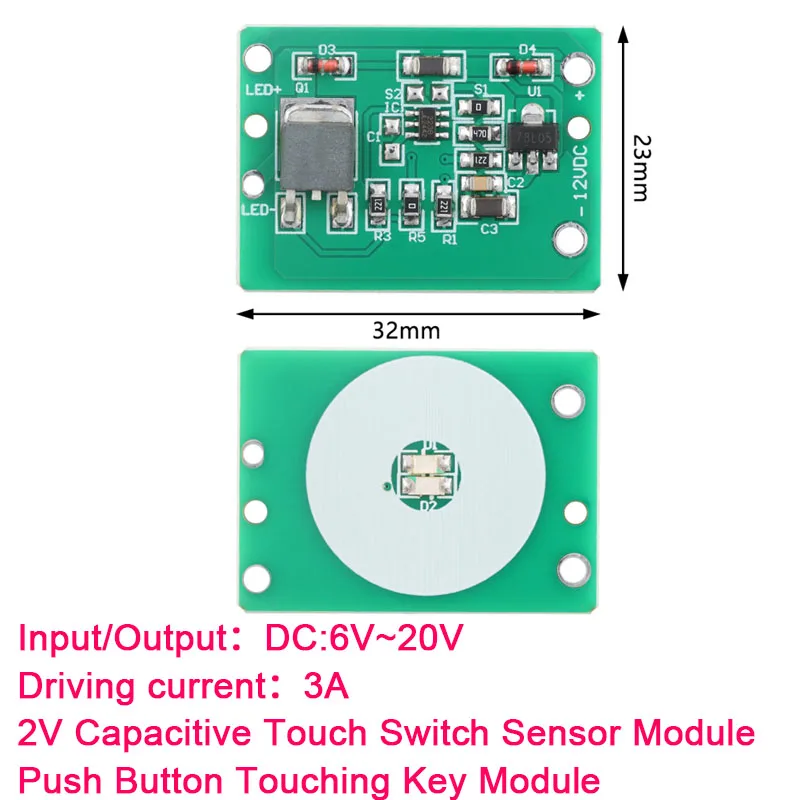 Módulo de Sensor de Interruptor táctil capacitivo, 10 Uds.,-1 12V, botón pulsador, módulo de tecla táctil, pestillo Jog con relé DC 6-20V 3A, módulo TTP223