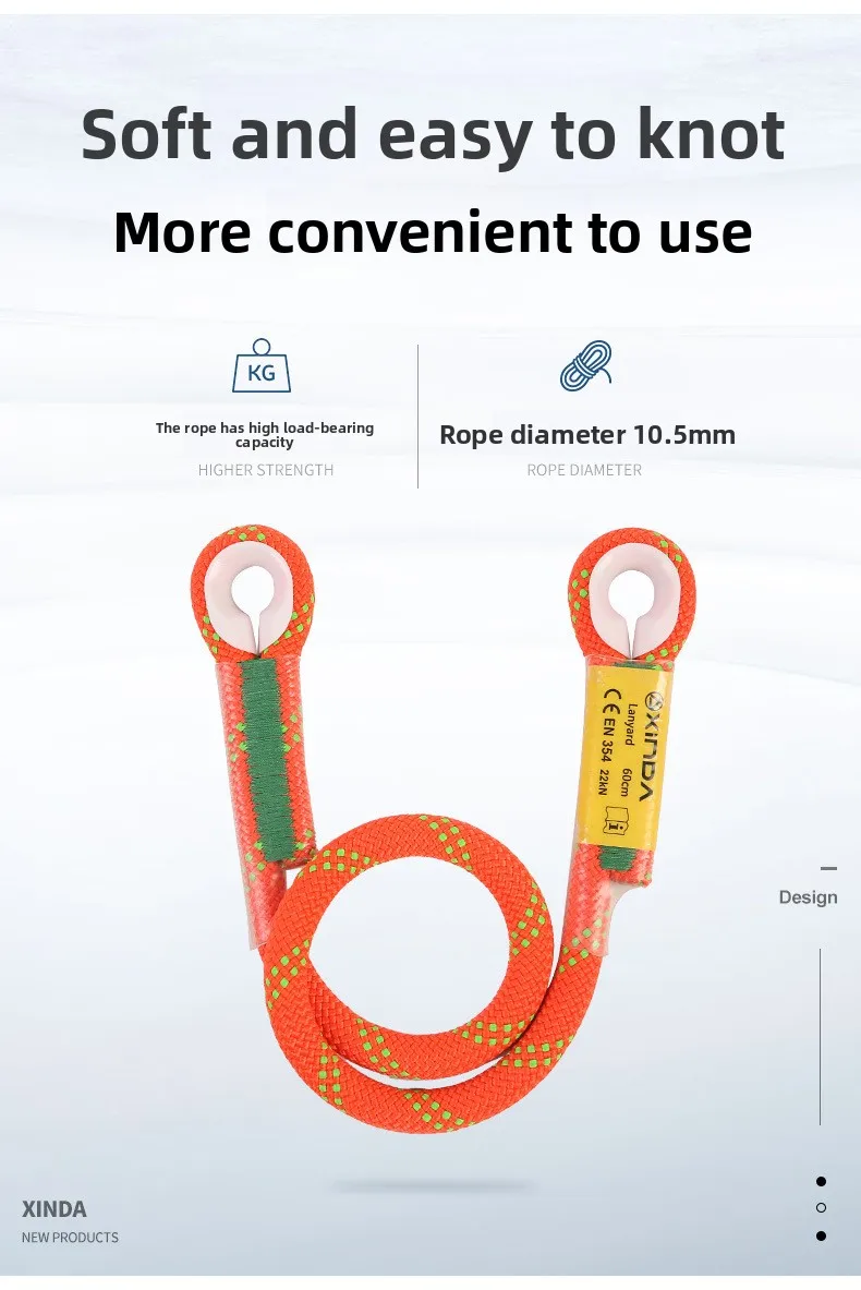 Outdoor Rock Climbing Lanyard 10.5mm Static Rope 22kN Protective Eye-to-eye Pre-Sewn Cord Loop Sling Mountaineering Equipment - imagen 2