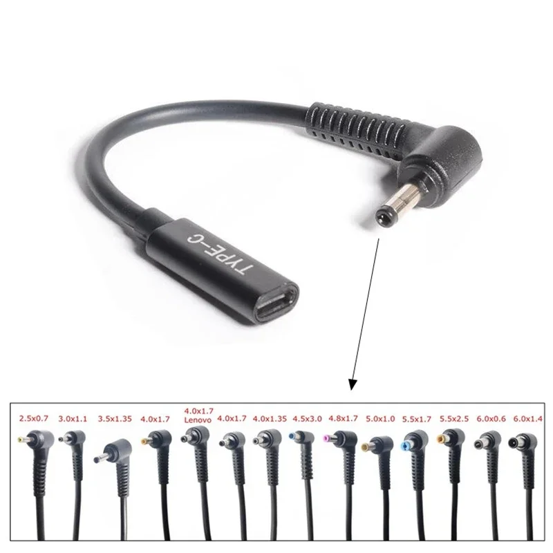 USB 3,1 tipo C USB C cargador de ordenador portátil adaptador de corriente convertidor USB tipo C hembra a 4,0*1,35 5,5*1,7 4,5*3,0 4,0*1,7mm conector de clavija CC