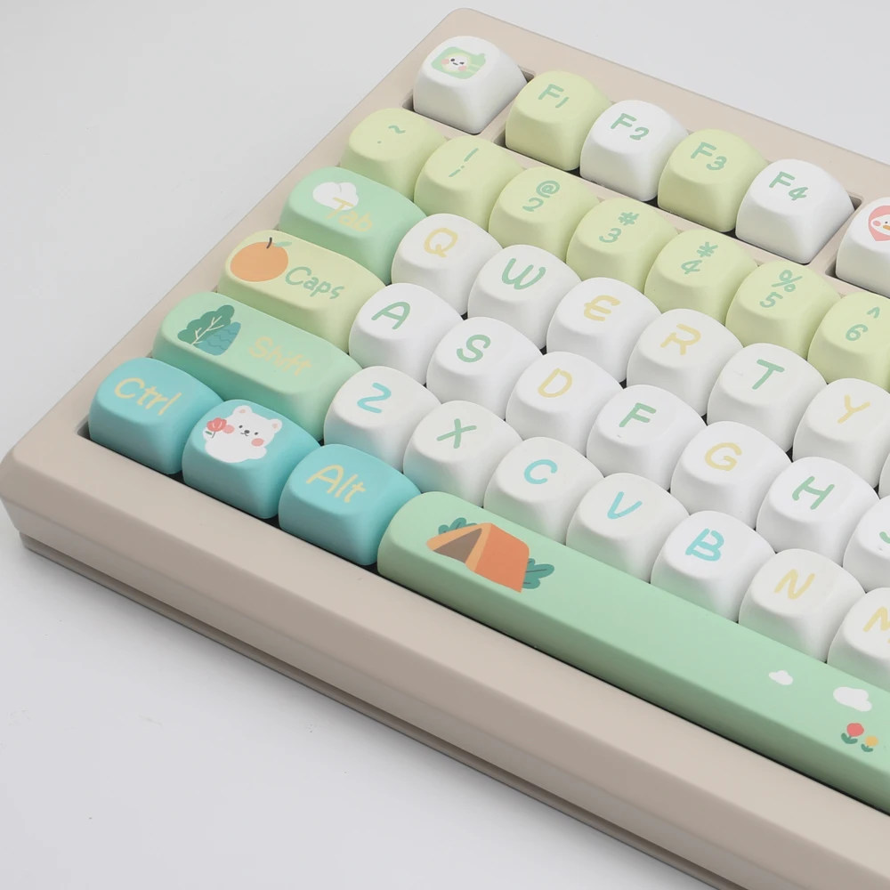 Teclas bonitas de oso pequeño para teclado mecánico, teclas de perfil MOA, tinte PBT fresco, sublimación, MX Switch, 130 teclas - imagen 5