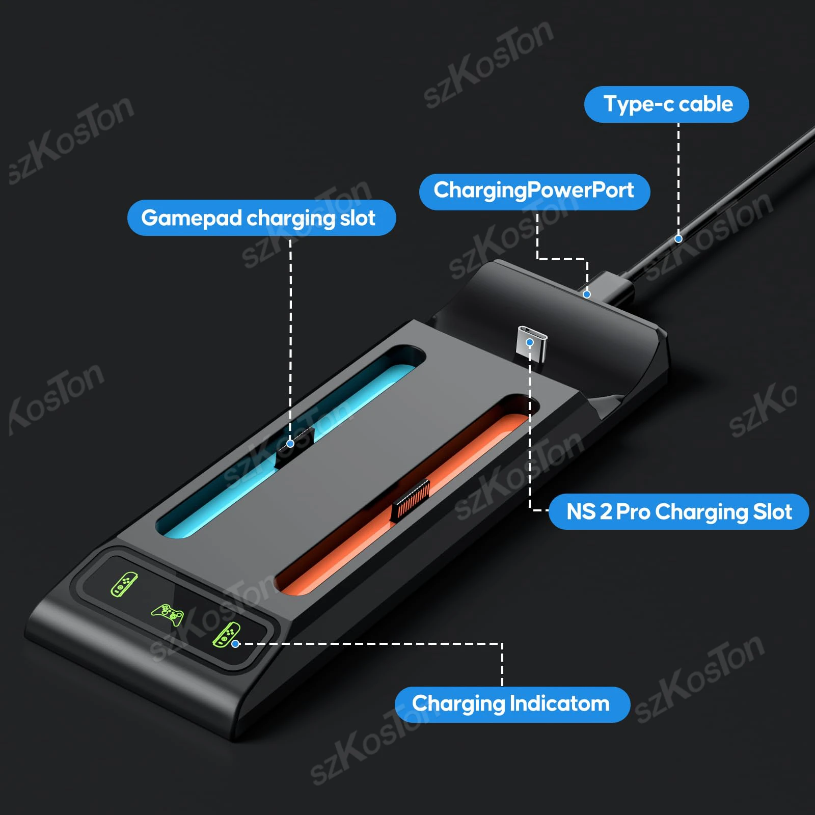 Estación de carga de mando 3 en 1 para controlador Switch 2 Pro JoyCon 2, base de carga rápida para accesorios de juego Switch2 - imagen 5