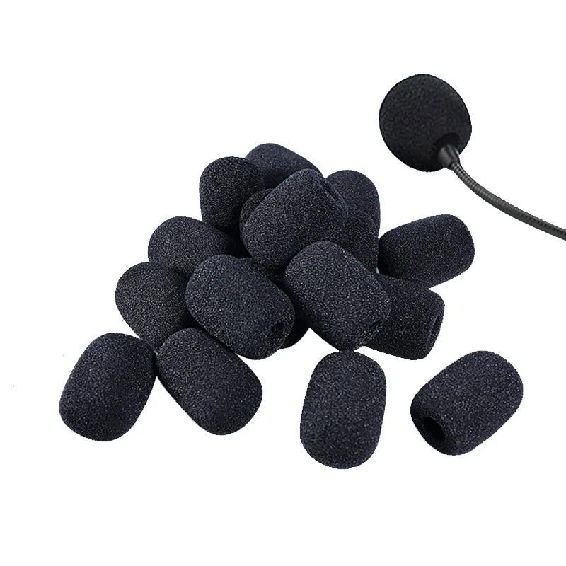 Protector de micrófono negro de 10 piezas, repuesto de espuma para auriculares, parabrisas, cubiertas de esponja para micrófono
