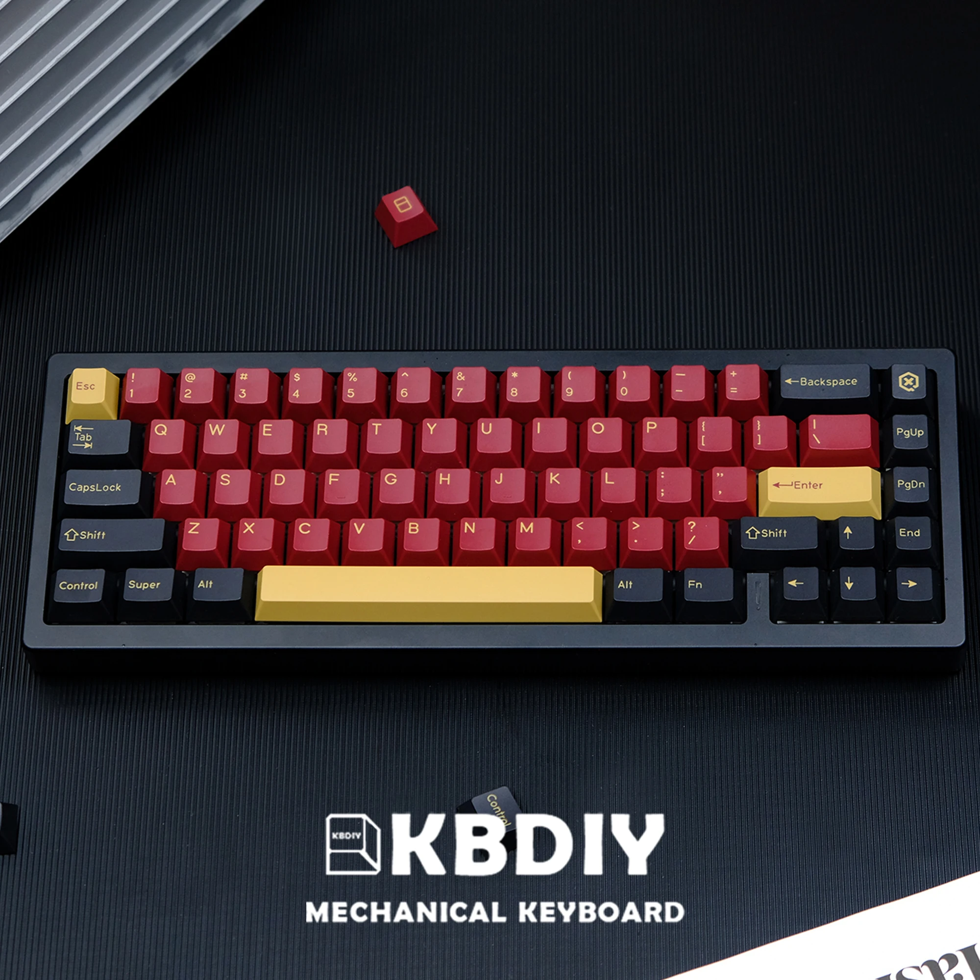 KBDiy-Juego de teclas PBT personalizadas para teclado mecánico, teclas ISO, perfil Cherry, GMK, GMK, Samurai rojo, interruptores MX, 171 teclas - imagen 4
