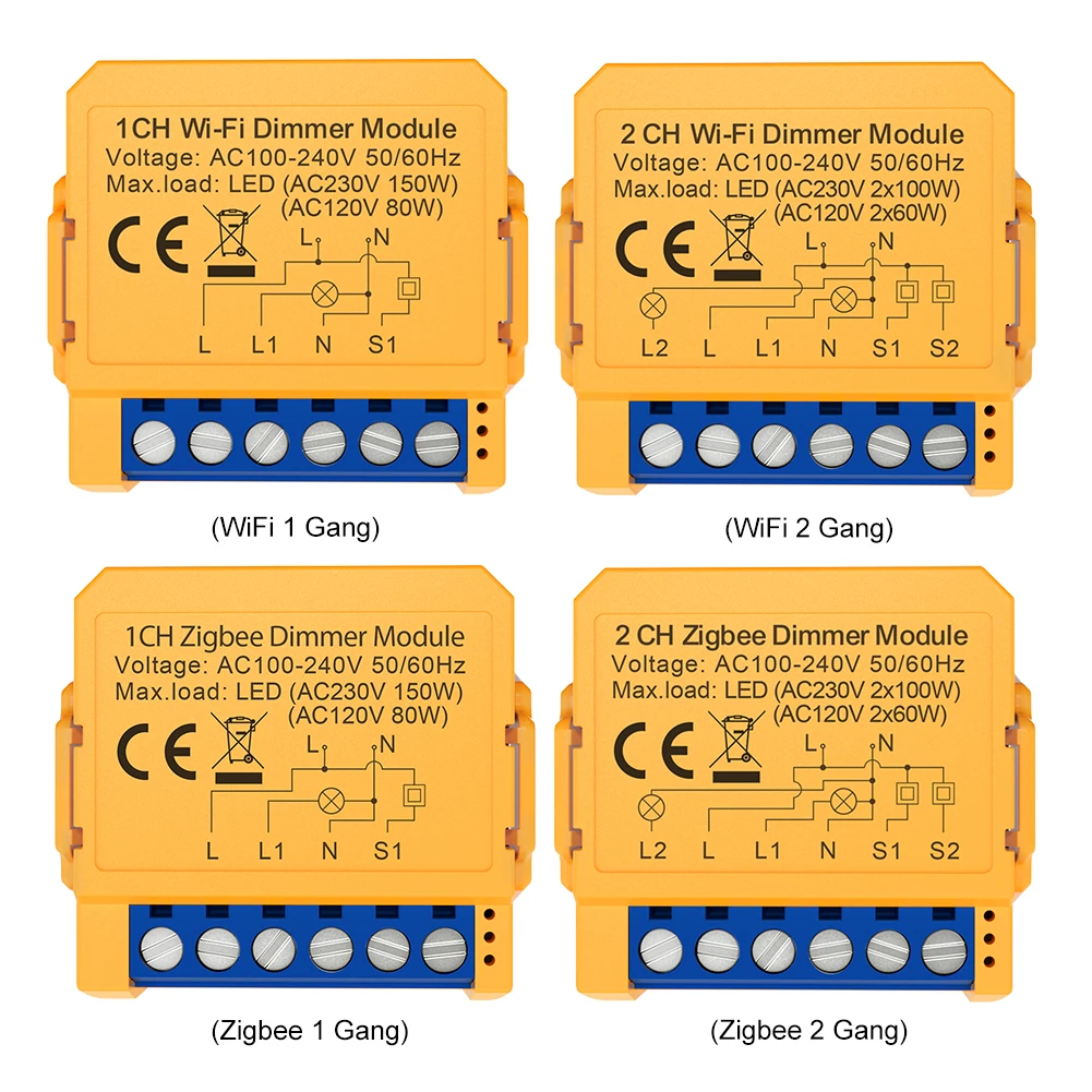 Módulo de interruptor de atenuación inteligente WiFi ZigBee, funciona con Alexa, Google Home, módulo de interruptor de luz de atenuación de 1/2 entradas, interruptor de luz regulable - imagen 3