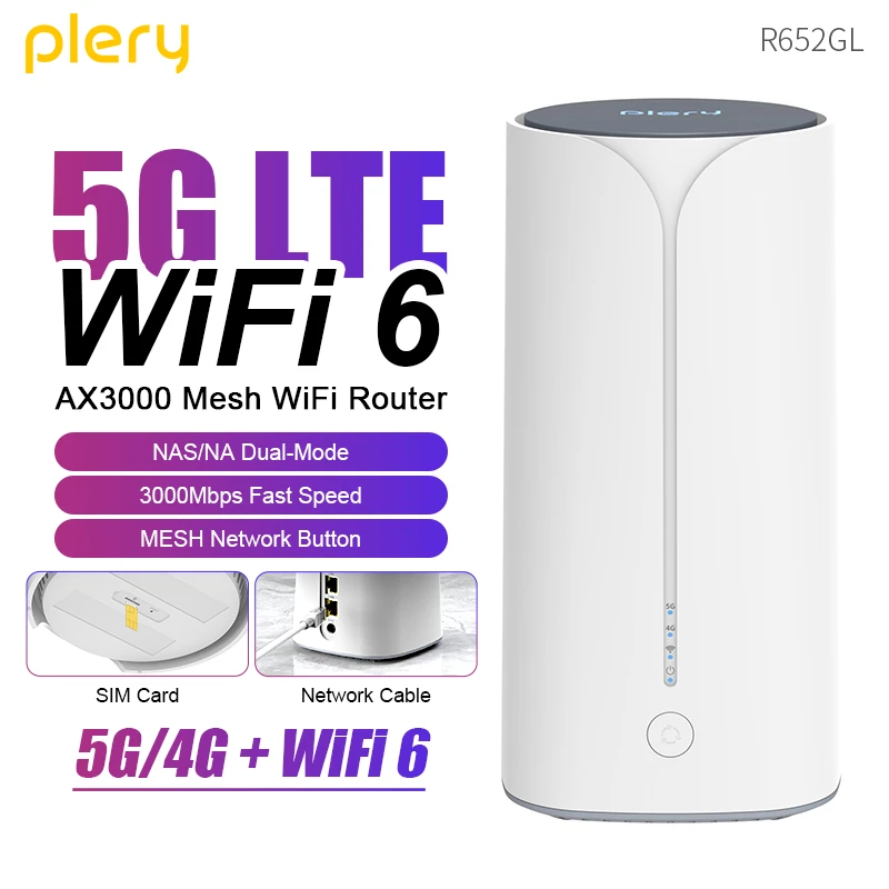 Plery-enrutador Wifi 5G SA y NSA AX3000 WiFi6, repetidor CPE, extensor de rango Wifi, amplificador de señal, 4 antenas, enrutador de malla de red