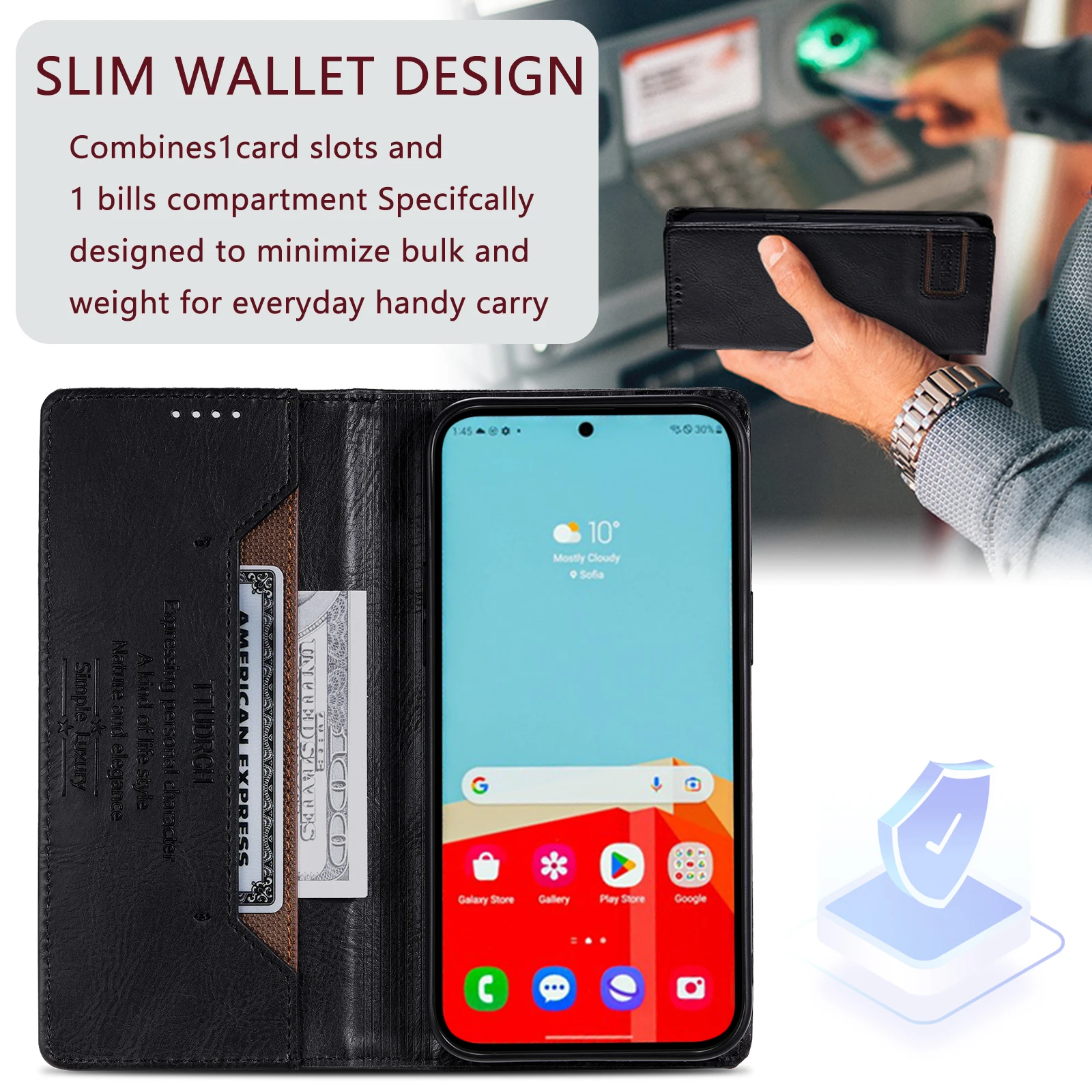 Funda magnética de cuero con tapa para Samsung Galaxy A54, A14, A34, A33, A52, A53, S23 Ultra, S22, S21, S20 FE, funda con ranura para tarjetas - imagen 2