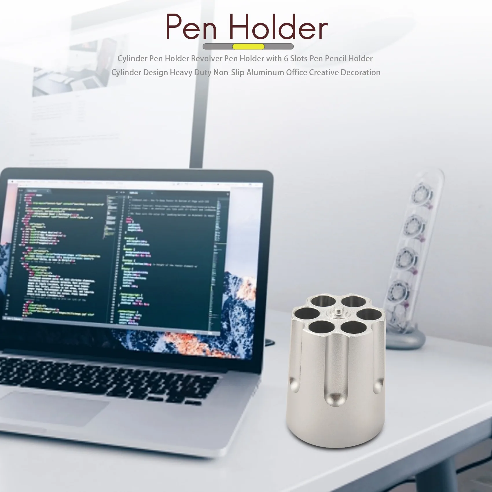 Portalápices revólver súper caliente con 6 ranuras, portalápices, diseño cilíndrico, resistente, antideslizante, Al