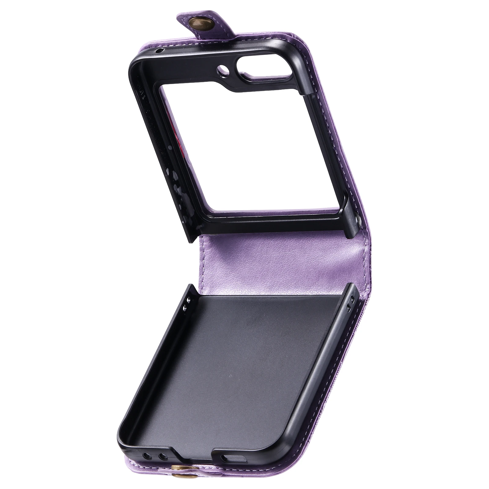 Funda de teléfono de cuero con estampado de flores para Samsung Galaxy Z Flip 5 5G ZFLIP5 Flip5, funda delgada con sensación de piel, ultrafina - imagen 4