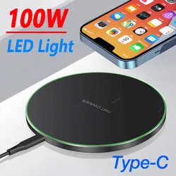 Cargador Inalámbrico Rápido 100W con LED para iPhone y Samsung