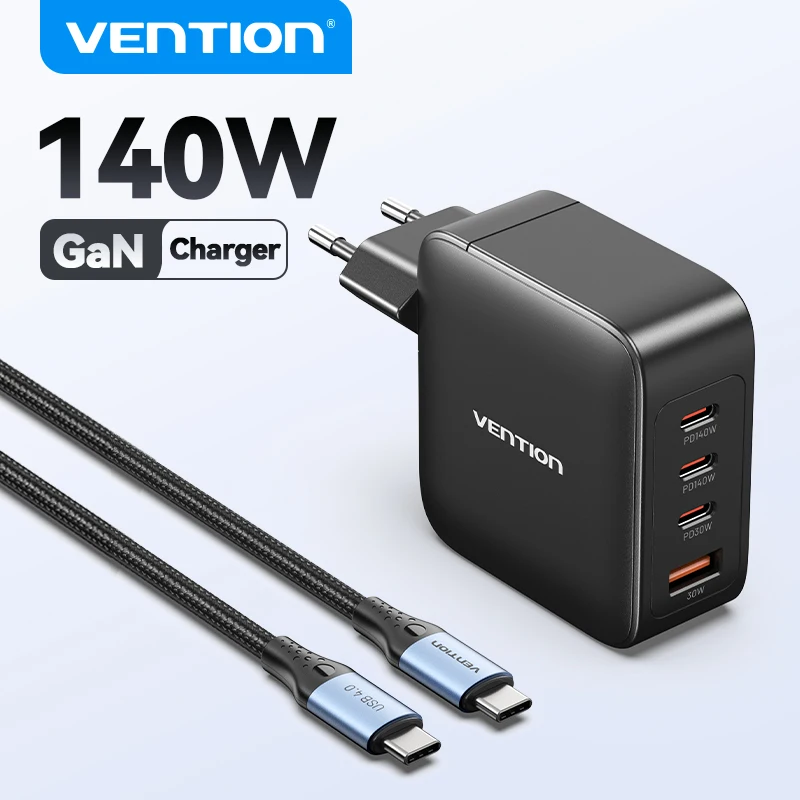 Vention-Kit de cargador GaN de 140W, carga USB tipo C para iPhone16 15 14 13 Pro Max iPad Samsung portátiles PD3.0 QC4.0, cargador rápido para teléfono - imagen 2