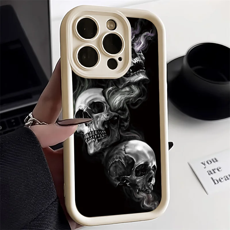 Funda de calavera de Color sólido para iPhone 13 11 15 14 Pro Max 12 XR XS 7 8 Plus SE 2020 13promax 14promax 15promax fundas de silicona