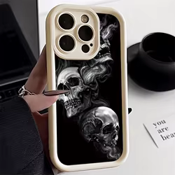 Funda Silicona Calavera iPhone 15 / 14 / 13 Pro Max – Color Sólido