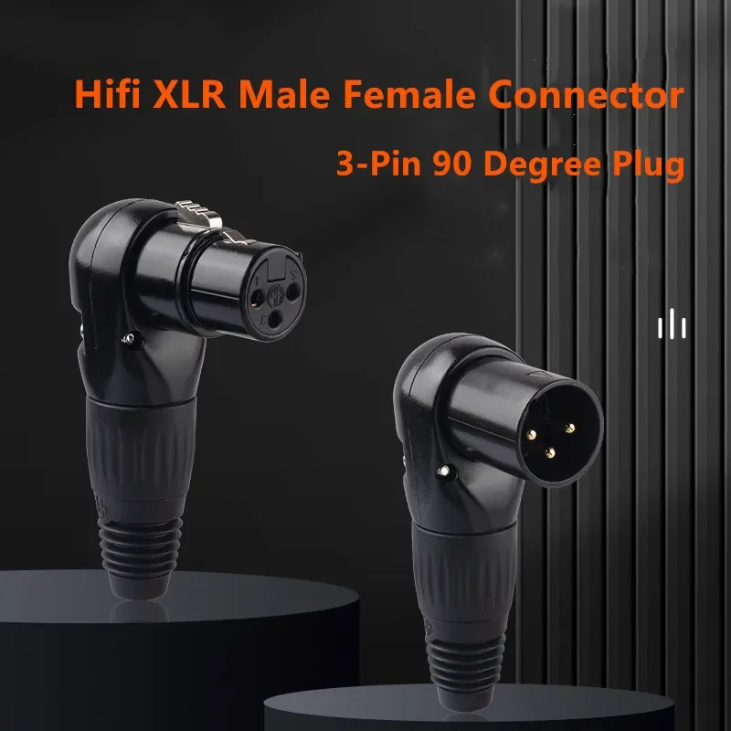 Conector XLR macho hembra de 3 pines 90 °   Enchufe de Audio de ángulo recto tipo L de grado para amplificadores de altavoz adaptador de Cable de micrófono XLR - imagen 2