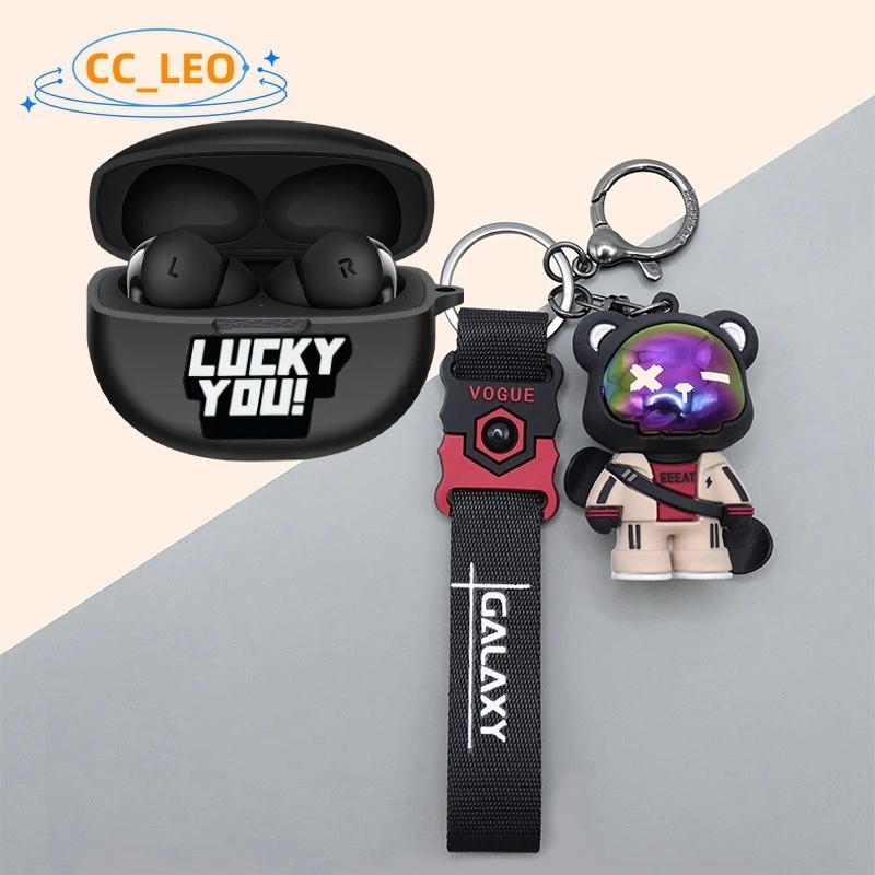 Para OPPO Enco X3 funda de oso de dibujos animados lindo cerdito dinosaurio llavero colgante funda suave de silicona OPPO Enco X3 funda protectora