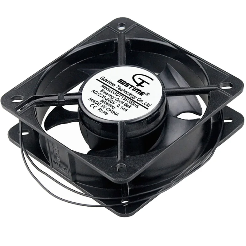 Gdstime 220V 240V 13CM 135MM x 38MM rodamiento de bolas Dual AC ventilador de refrigeración Axial 2 cables - imagen 4