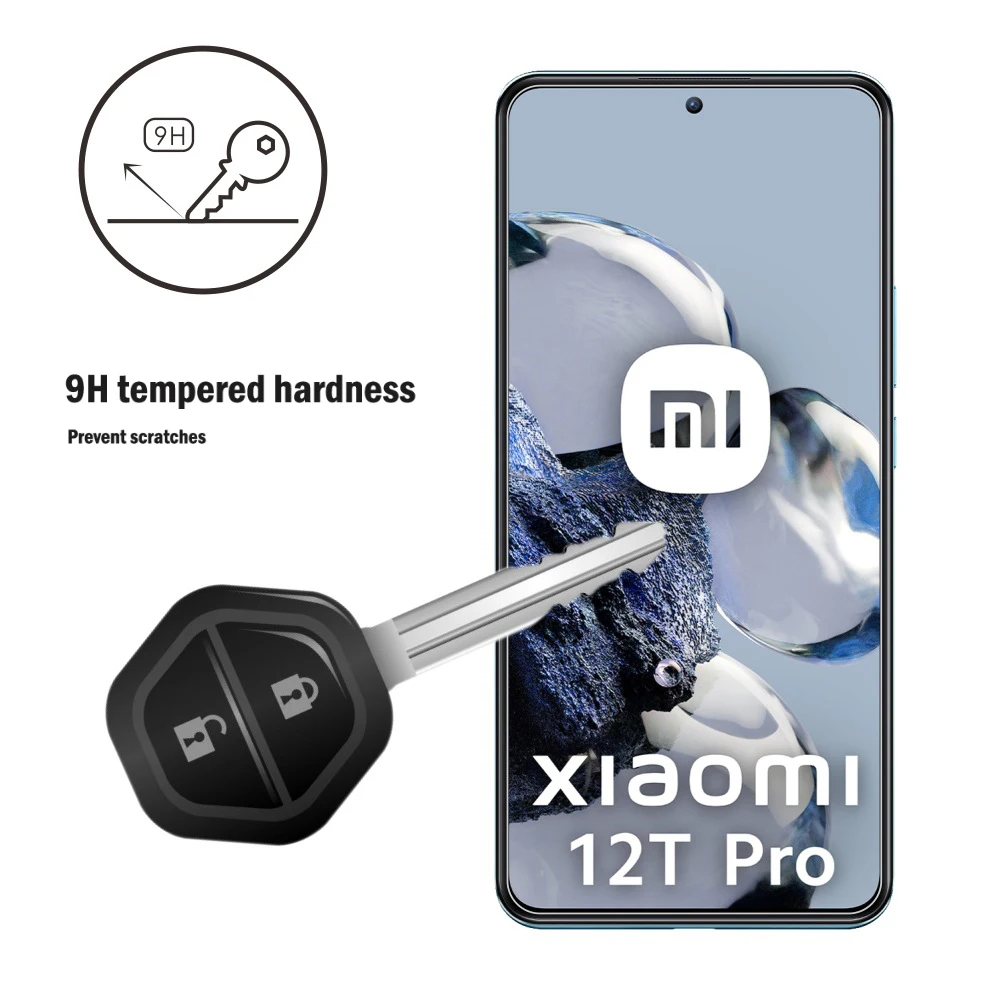 Protector de pantalla para Xiaomi mi 12t Pro, cubierta de desbloqueo de huellas dactilares, película de vidrio templado transparente de alta calidad, dureza 9H - imagen 3