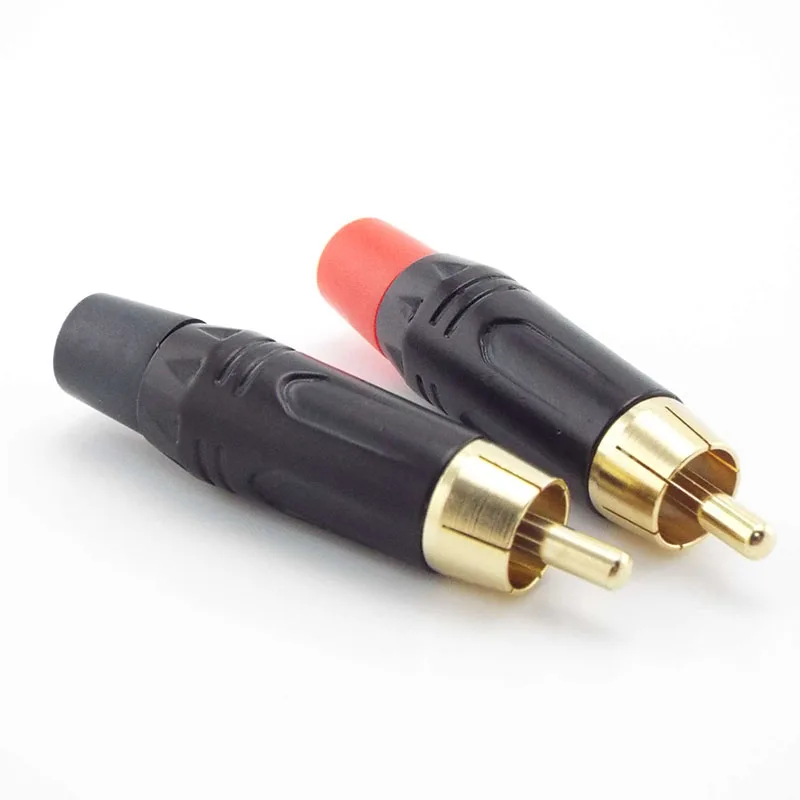 Conector macho RCA, adaptador de Audio chapado en oro, enchufe de altavoz Pigtail para Cable de Audio de 6mm, conector RCA chapado en oro con cubierta - imagen 3