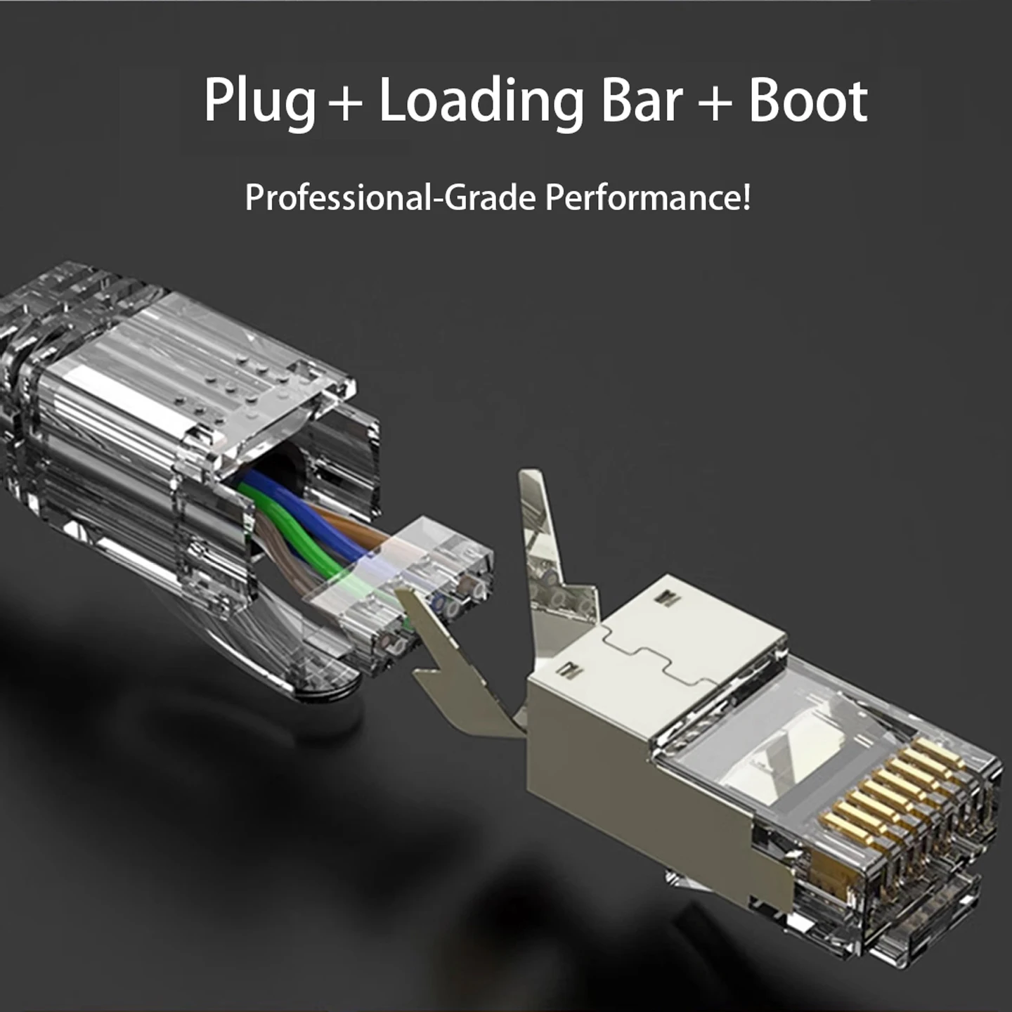 Enchufes de red Linkwylan Cat8 (enchufe RJ45 + barra de carga + arranque) Conector modular de paso STP orificios de 1,6 mm para cables trenzados sólidos - imagen 3
