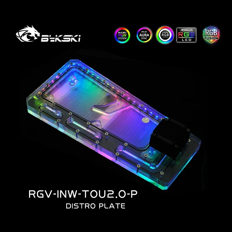 BYKSKI-placa acrílica con solución de canal de agua, uso para chasis de carcasa IN WIN TOU2.0 para CPU GPU Block/3PIN RGB/combo DDC - imagen 5