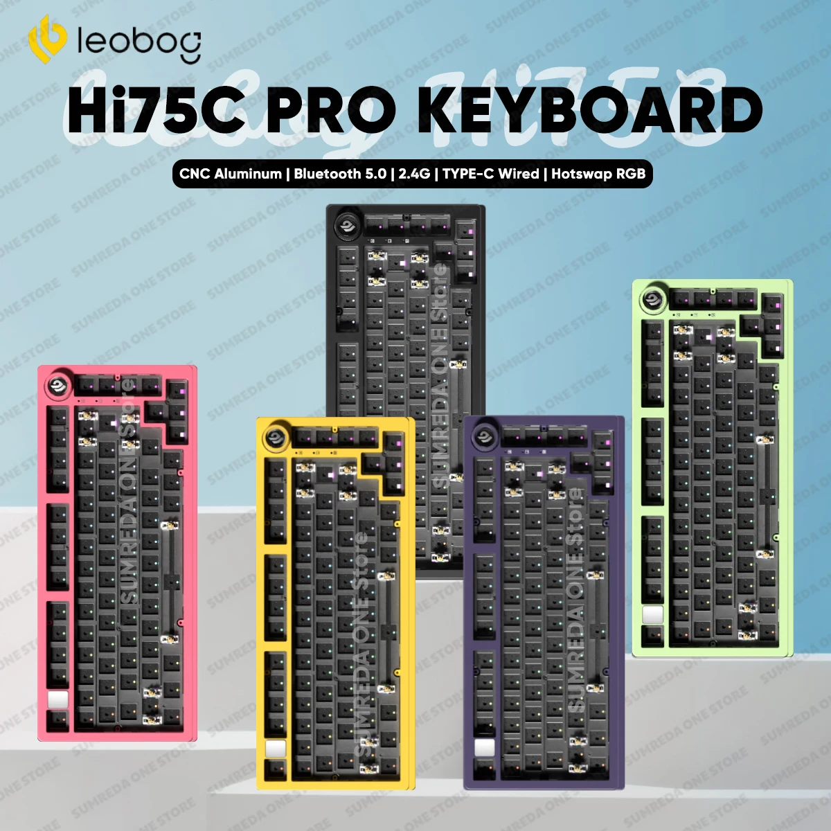 Leobog Hi75C Hi75C Pro Hi75 Kit de teclado mecánico inalámbrico de aluminio para juegos 81 teclas Bluetooth 2,4G teclado para jugadores Hotswap con cable