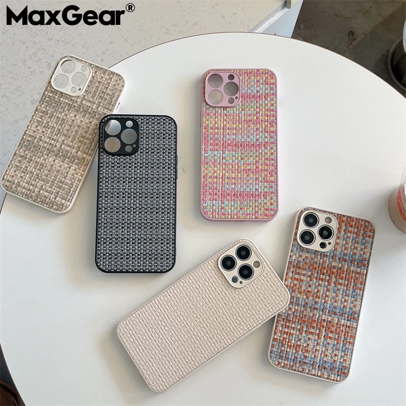 Funda de teléfono de Color transpirable tejido de tela de rejilla de lujo para iPhone 15 14 13 12 11 Pro Max X XR XS Max SE 2 7 8 Plus cubierta suave - imagen 2
