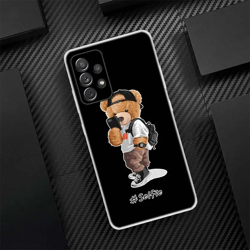 Funda de teléfono con llamada de silicona de oso de marca a la moda para Samsung Galaxy A52 A51 A50S A42 A32 A22 A12 A02S A30S A20S A10S A41 A31 A21S A40 - imagen 3