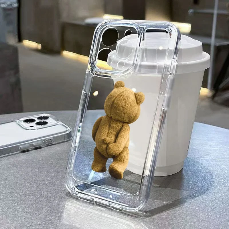 Funda transparente a prueba de golpes con dibujos de pareja de osos de peluche para Xiaomi Redmi Note 12 13 Pro Plus 5G 12S 11S 11 10S 10 Pro Redmi 12 13C
