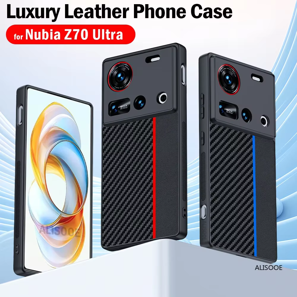 Funda para Nubia Z70 Ultra, Funda protectora de cuero PU con textura de fibra de lujo para ZTE Nubia Z70 Ultra 5G, Capa a prueba de golpes