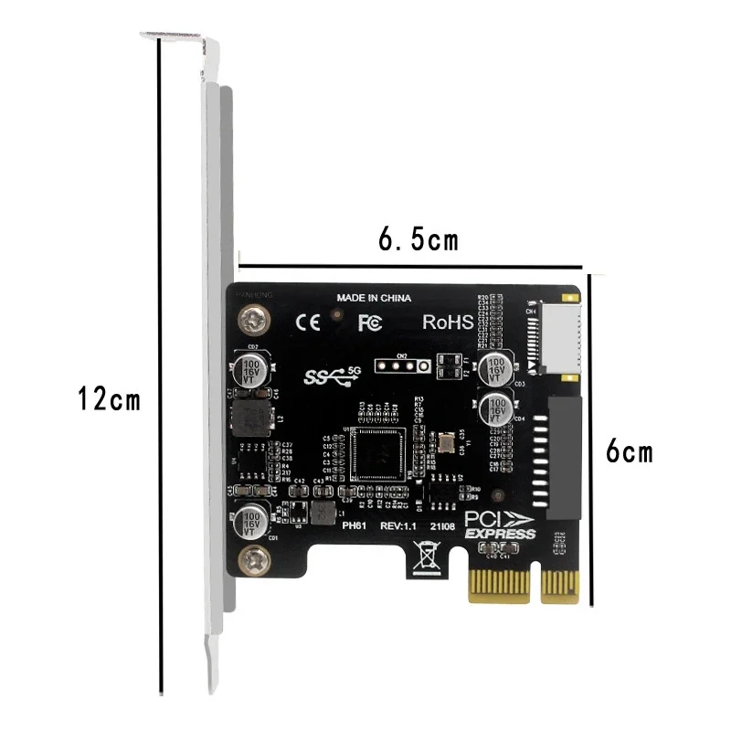 Tarjeta extendida PCIE USB 3,0 PCI Express a USB3 tipo E frontal TYPE-C 19P 20 pines tarjeta de expansión PCI-e tipo C adaptador de controlador - imagen 5