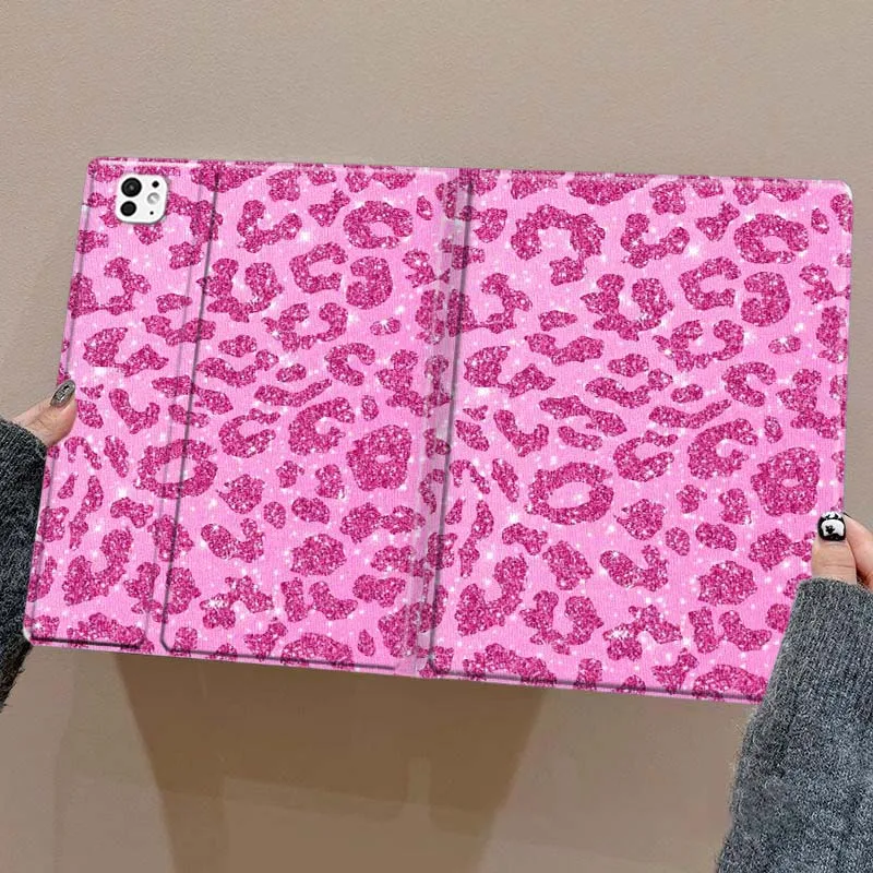 Estampado de leopardo con purpurina artística para iPad Pro Air mini 7 6 5 4 11th 10th 7th 6th 5th 13 12,9 11 10,9 10,5 10,2 pulgadas funda para tableta - imagen 2