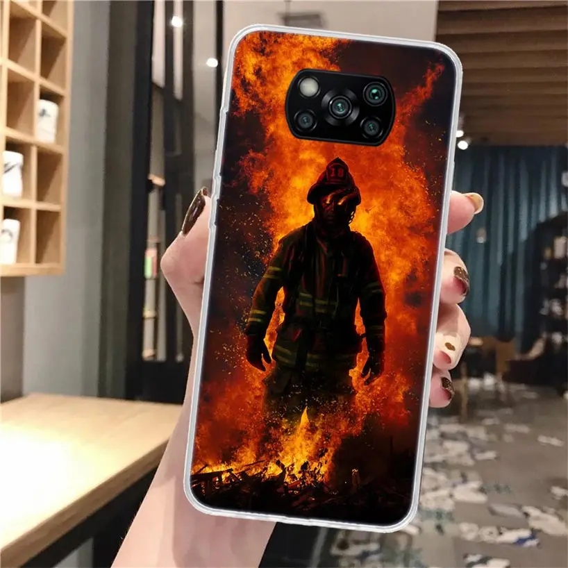 Funda de teléfono de silicona con llama de héroe de bomberos para Xiaomi Poco X3 Nfc X5 X6 X7 F7 Ultra F6 F5 Pro M6 M5S X4 F4 GT M4 M3 F3 cubierta Poco X3 - imagen 3