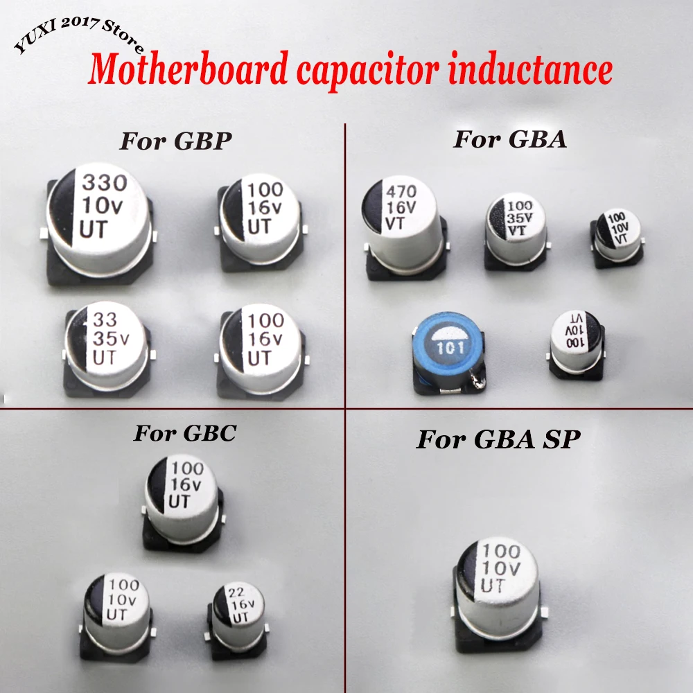 1-2 juegos de condensadores de placa base y piezas de repuesto de inductores de potencia adecuadas para GBA GBC GBP GBA SP