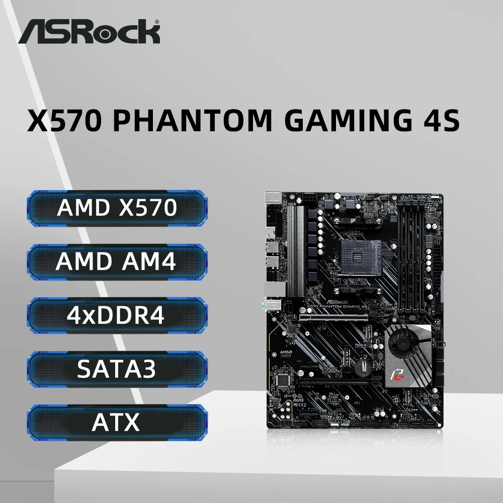 Placa base ASRock X570 PHANTOM GAMING 4S X570 AMD AM4 compatible con 5600 5600G 5700X 5800X3D CPU 4 × DDR4 128GB PCI-E 4,0 HDMI M.2 ATX