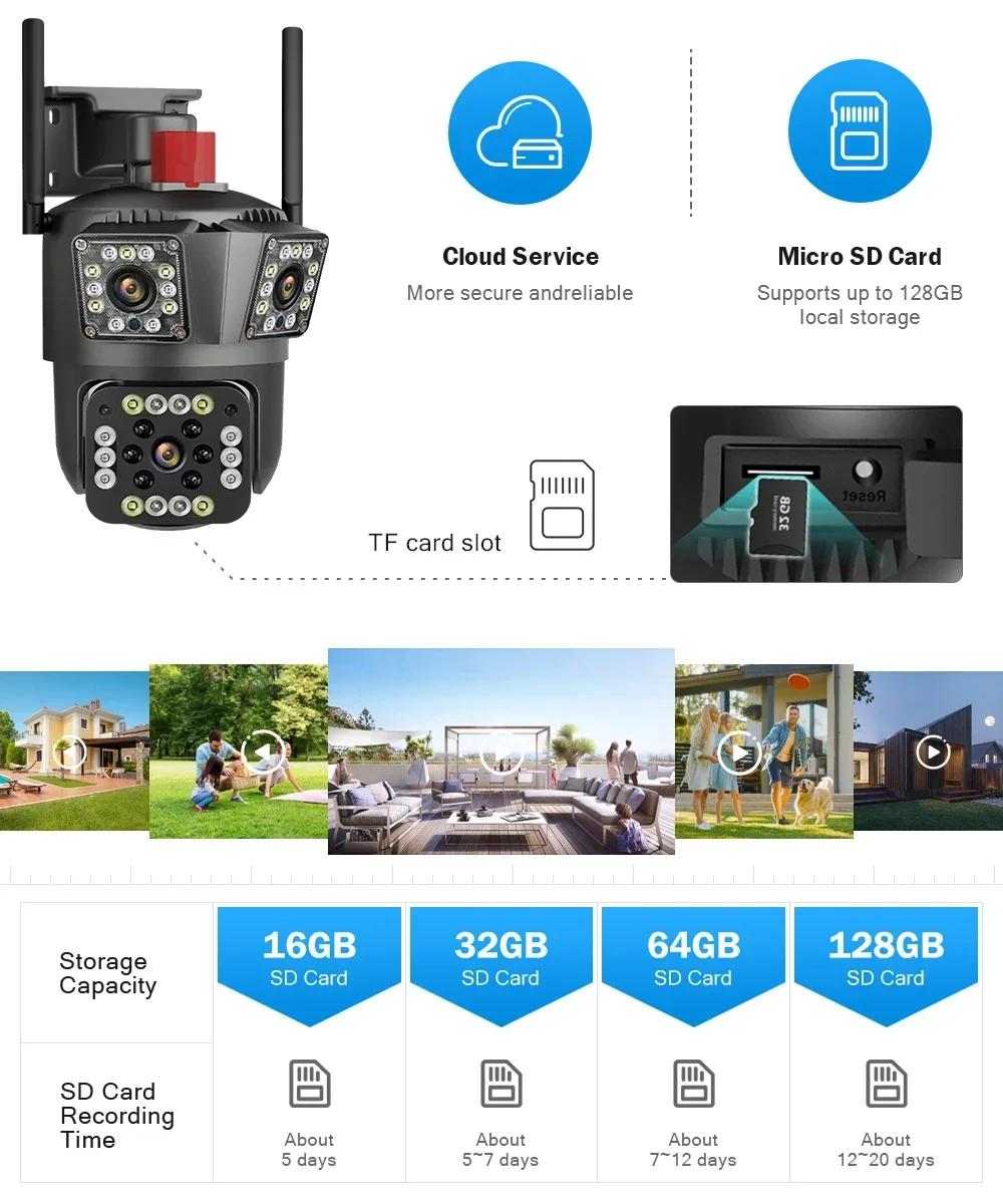 Cámara CCTV inalámbrica con seguimiento automático, cámara de vigilancia de 3 lentes, cámara IP, hogar inteligente, Wi-Fi, 12MP, zoom 8X - imagen 5