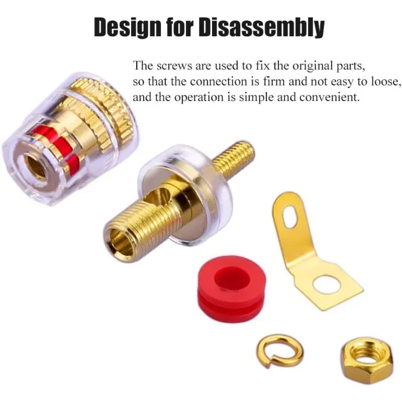 Terminal de altavoz chapado en oro, poste de encuadernación de 4mm, conector de amplificador de baja frecuencia para altavoces, 4/8 Uds. - imagen 4