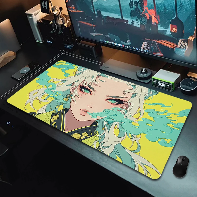 Alfombrilla de ratón grande XXL, alfombrilla de ratón para juegos, alfombrilla de ratón antideslizante para oficina grande, alfombrilla de escritorio para ordenador de 900x400mm, alfombrilla de teclado con estampado HD para chicas de Anime - imagen 2