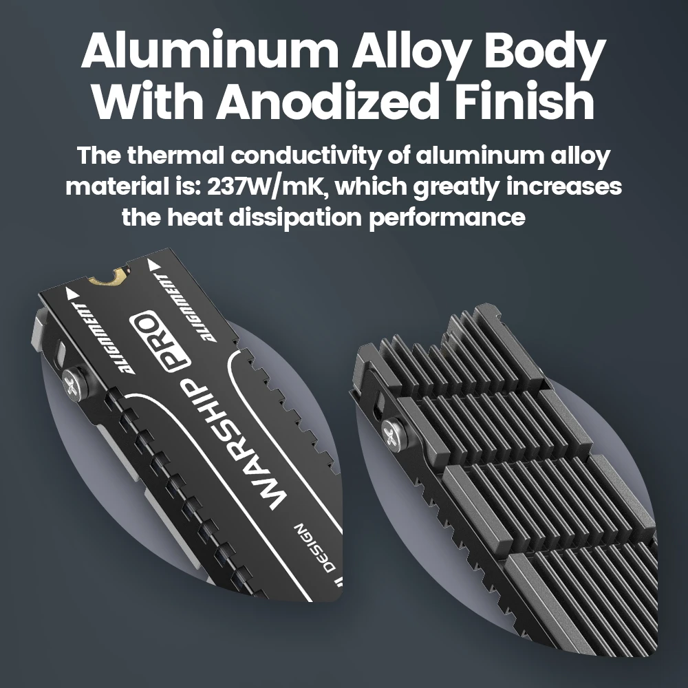 JEYI Cooler II M.2 SSD disipador de calor aleación de aluminio y magnesio radiador eficiente con almohadilla térmica para PC/PS5 M.2 PCIE 2280 NVMe SSD - imagen 3