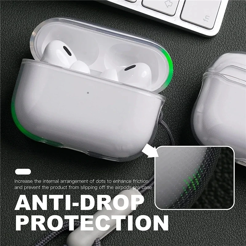 Para Airpods 1, 2, 3, 4 Pro Pro 2 Pro 3, funda para auriculares de TPU Simple y transparente con correa de cordón, cubierta de accesorios - imagen 2