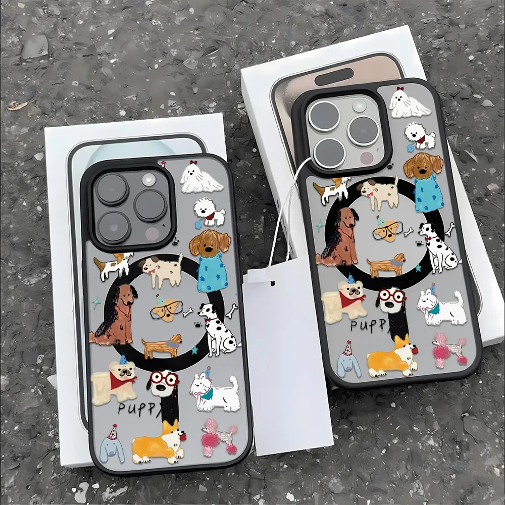 Funda de teléfono de animales magnética de lujo para iPhone 17 Pro Max 16 13 11 15 14 12 17promax cubierta mate acrílica a prueba de golpes con cordón - imagen 4